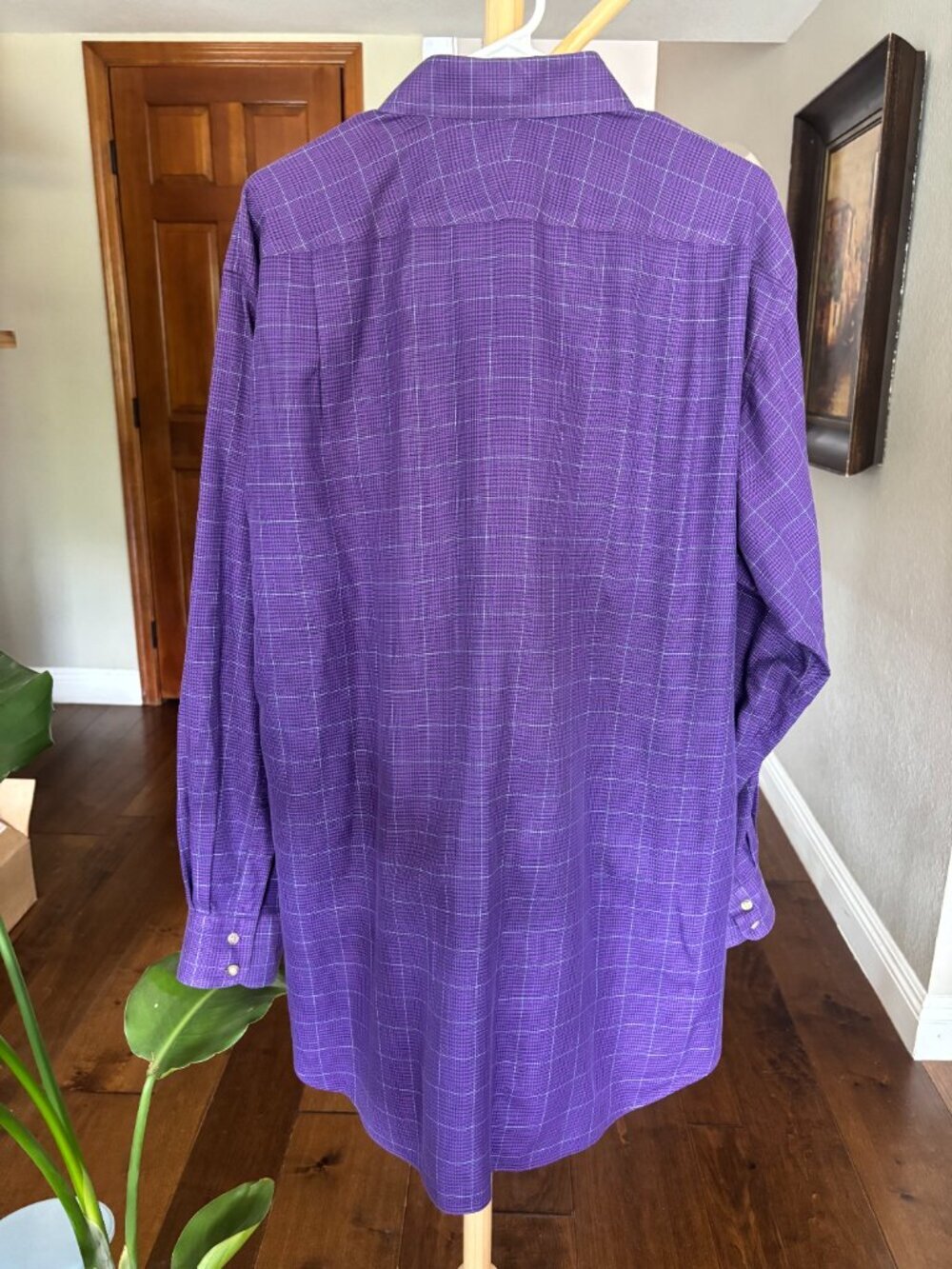 Thomas Pink Finest Twill Purple Glen Plaid Dress Shirt Men's XL - Picture 9 of 13